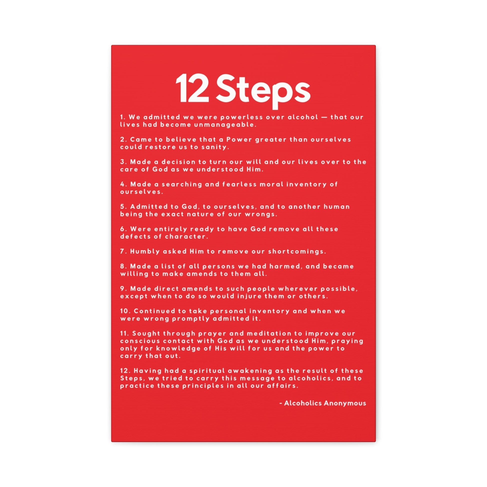 Haler Smith - Canvas - Haler Smith Matte Canvas - 12 Steps - Vertical Red Matte Finish