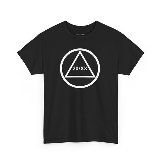 Recovery Short Sleeve T-Shirt | Circle and Triangle Sobriety Years Design 1 On The Front