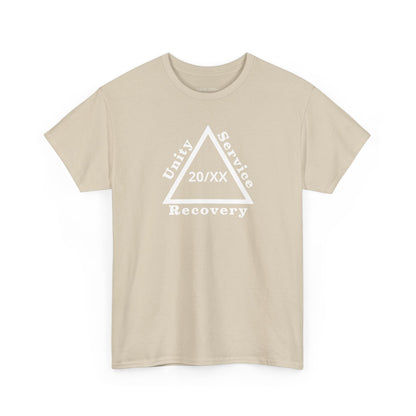 Recovery Short Sleeve T-Shirt | Unity Service Recovery Sobriety Years Design 1 On The Front