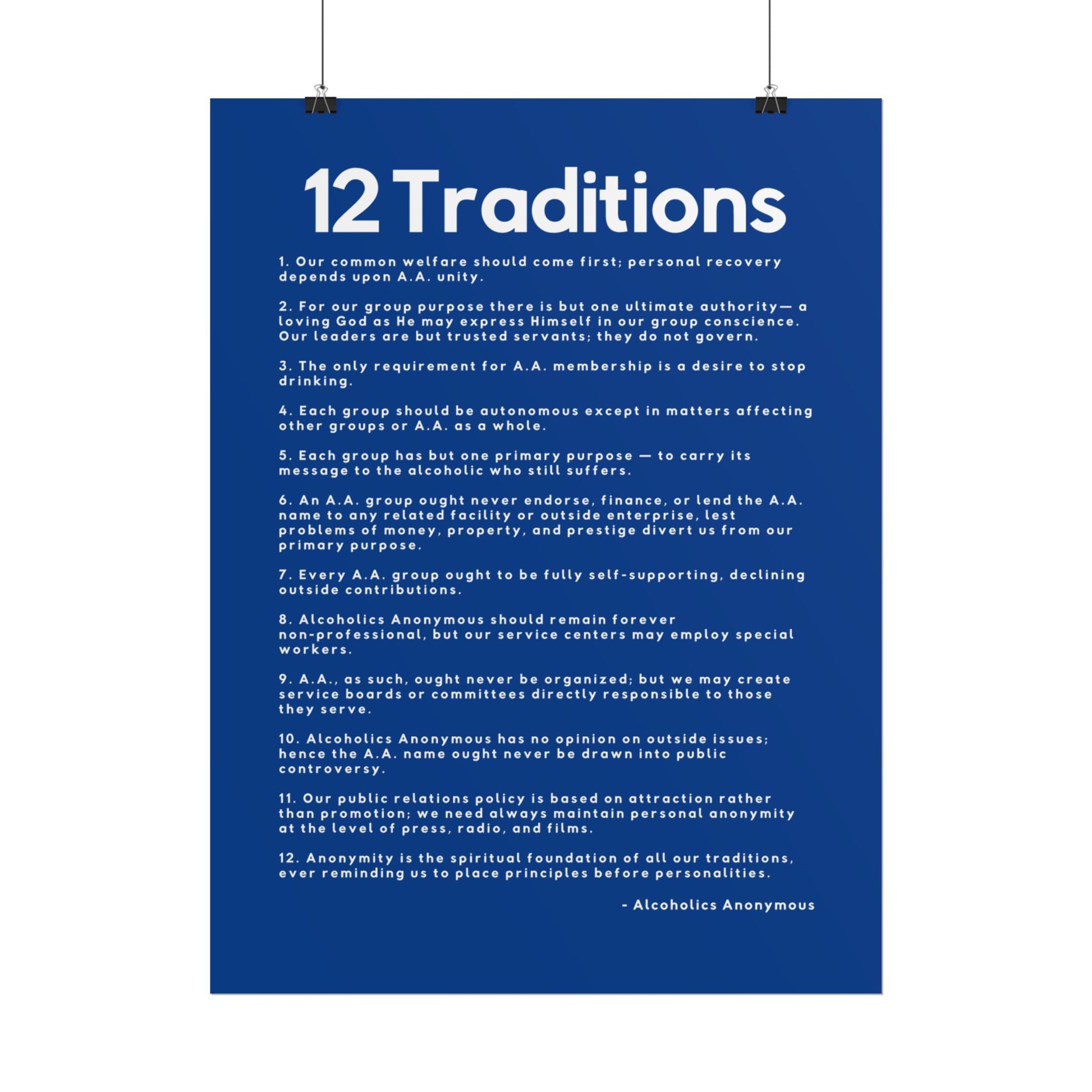 Haler Smith - Poster - Haler Smith Rolled Poster - 12 Traditions - Vertical Dark Blue Matte Finish
