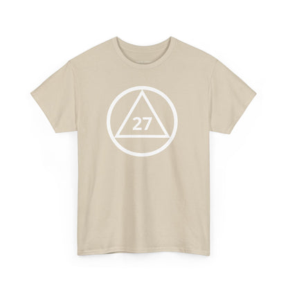 Recovery Short Sleeve T-Shirt | Circle and Triangle Sobriety Years Design 1 On The Front