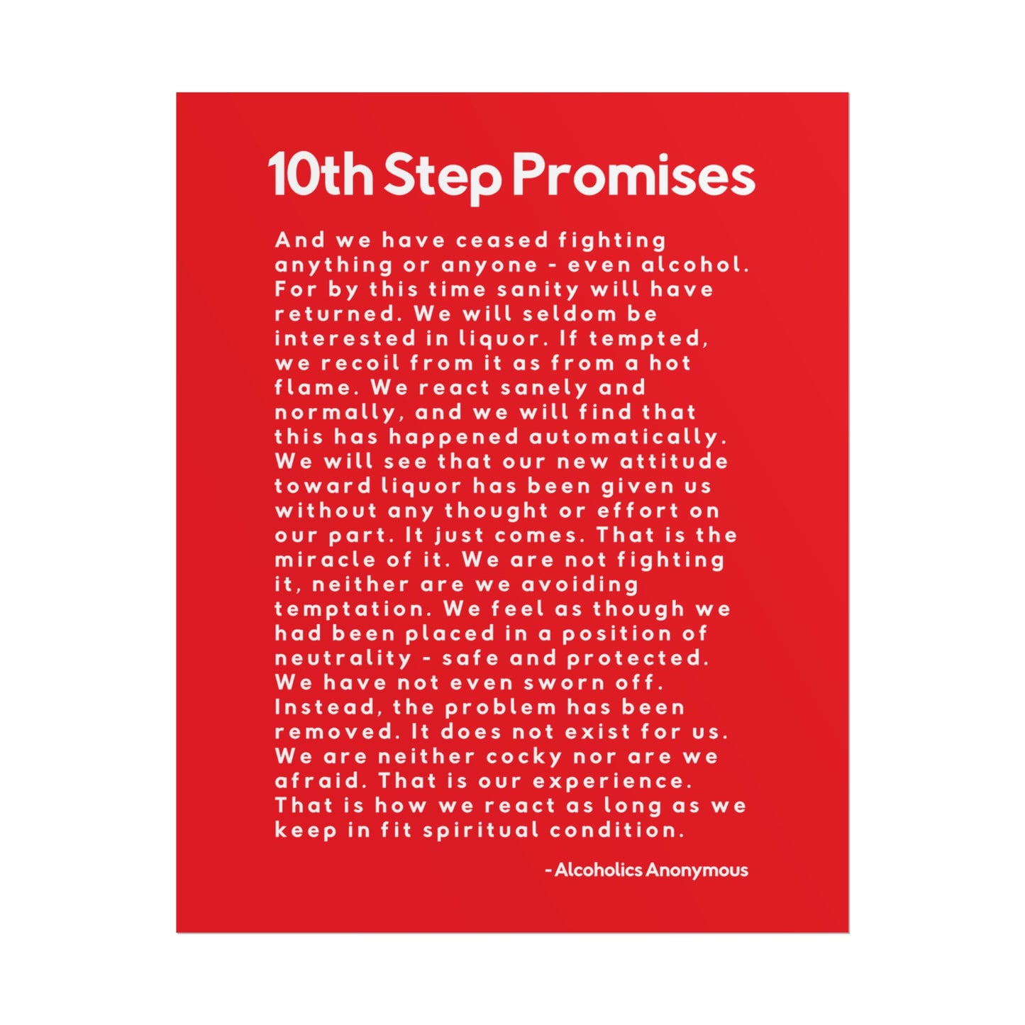 Haler Smith - Poster - Haler Smith Rolled Poster - 10th Step Promises - Vertical Red Matte Finish