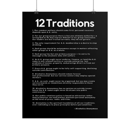 Haler Smith Rolled Poster - 12 Traditions - Vertical Black Matte Finish - White Letters