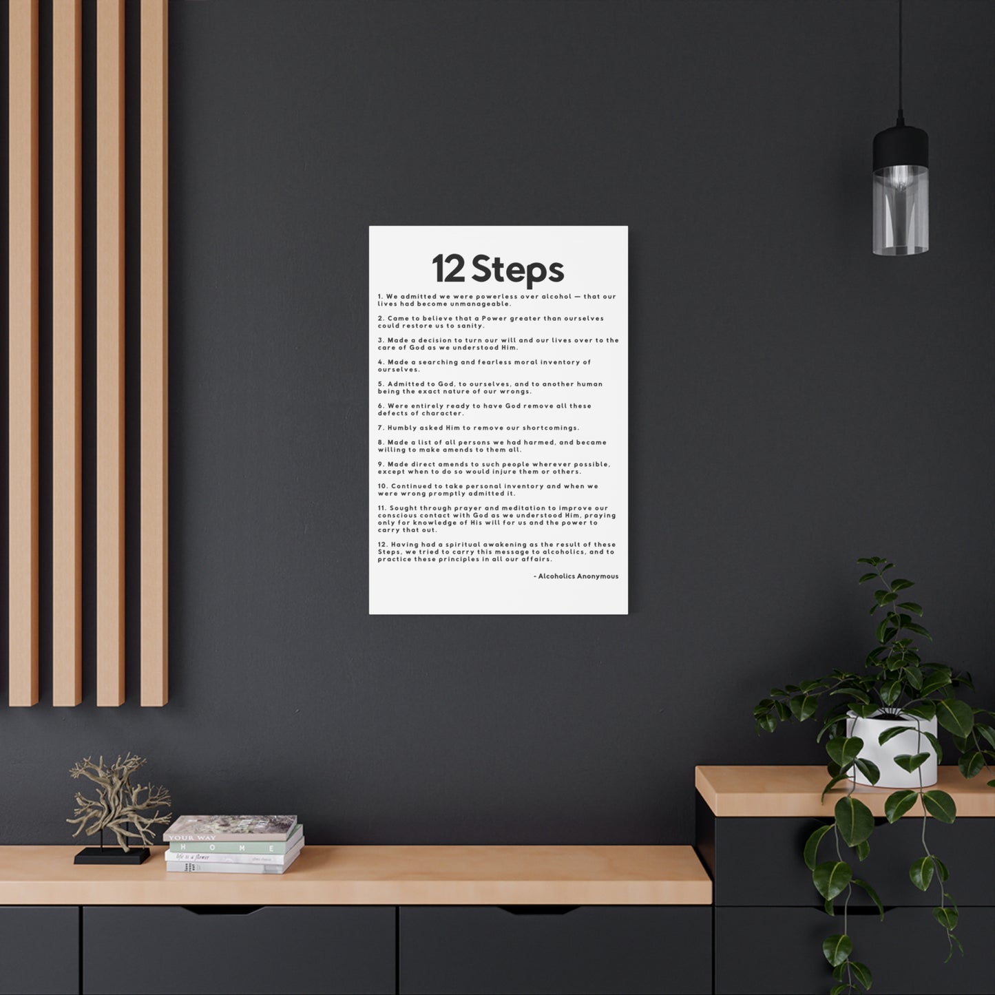 Haler Smith Matte Canvas - 12 Steps - Vertical White Matte Finish - Black Letters