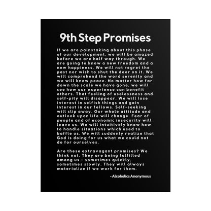 Haler Smith Rolled Poster - 9th Step Promises - Vertical Black Matte Finish - White Letters