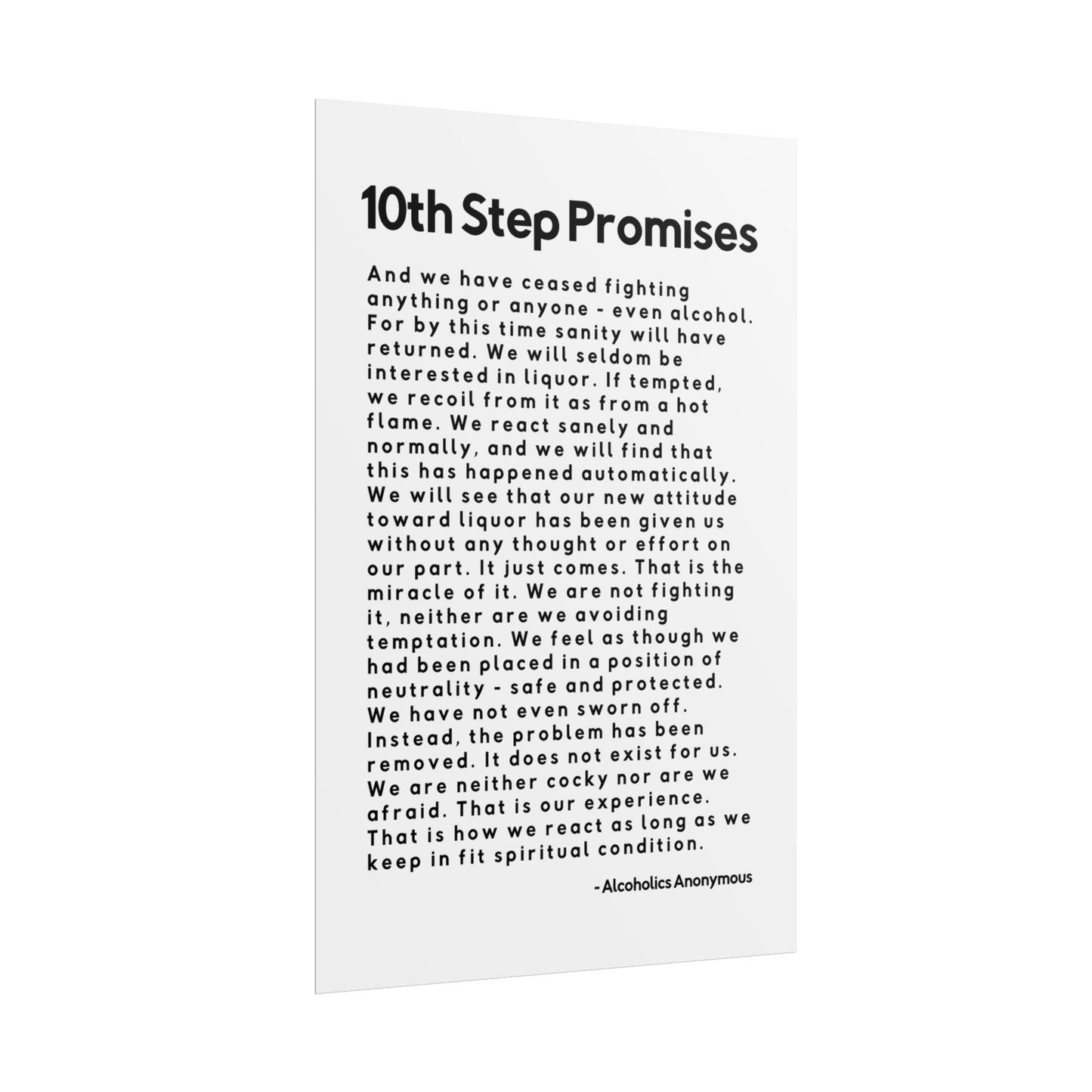Haler Smith - Poster - Haler Smith Rolled Poster - 10th Step Promises - Vertical White Matte Finish