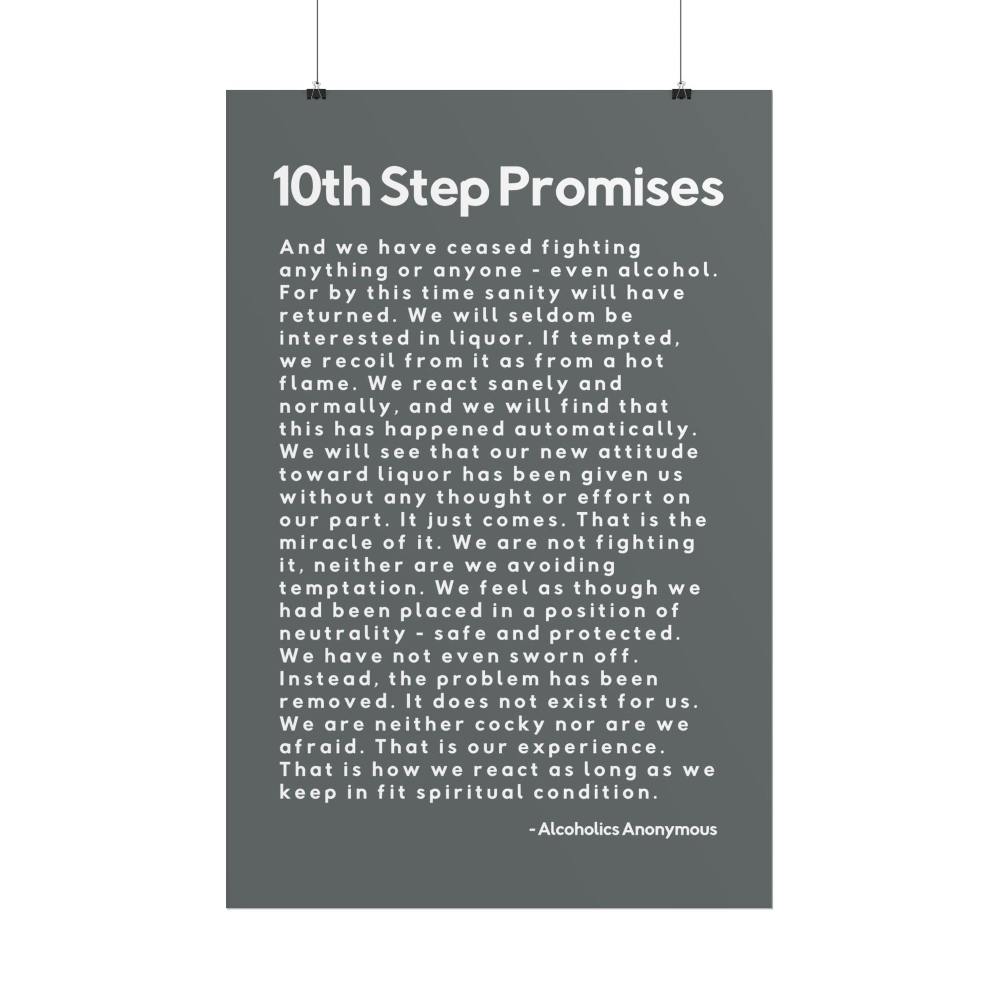 Haler Smith - Poster - Haler Smith Rolled Poster - 10th Step Promises - Vertical Dark Gray Matte Finish
