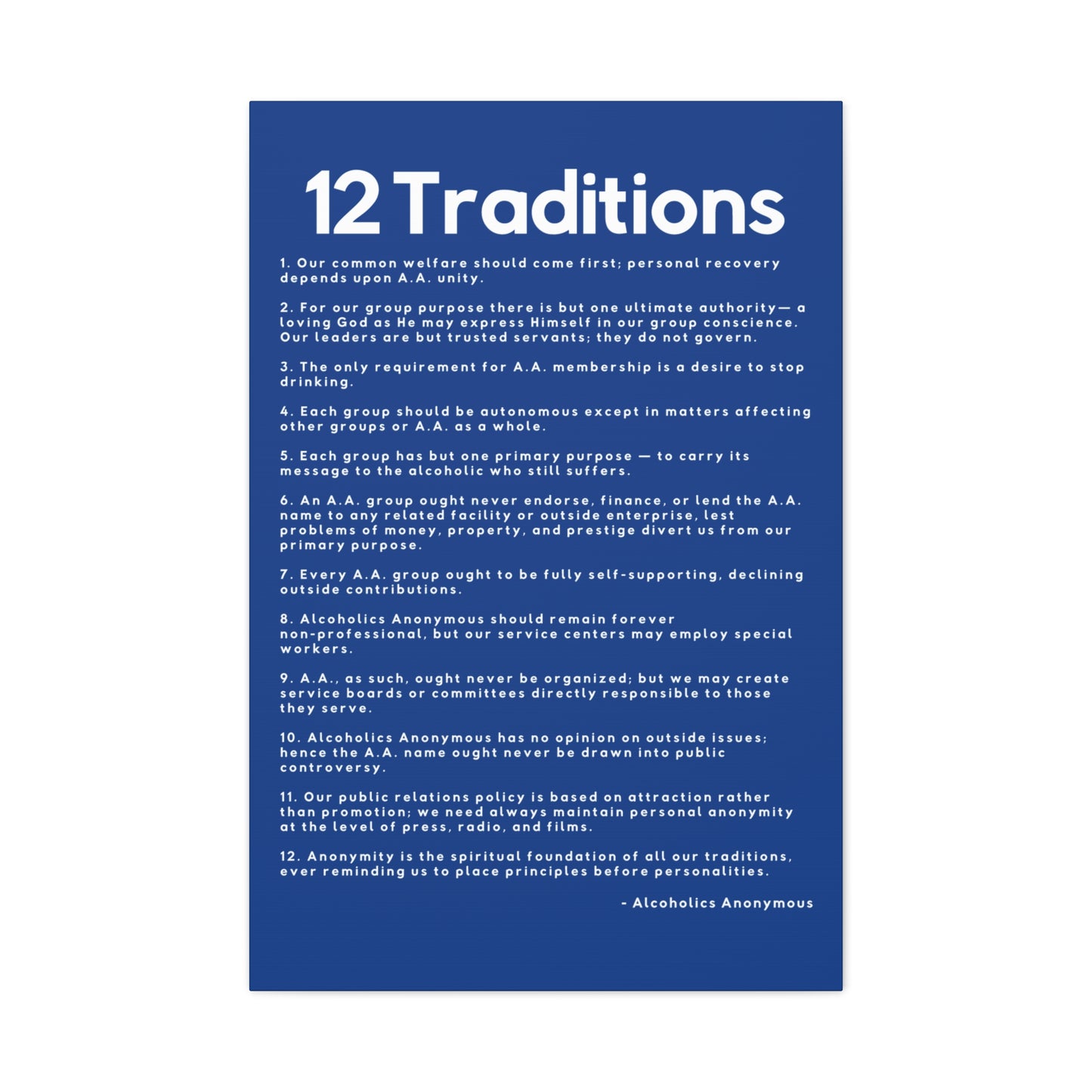 Haler Smith - Canvas - Haler Smith Matte Canvas - 12 Traditions - Vertical Dark Blue Matte Finish