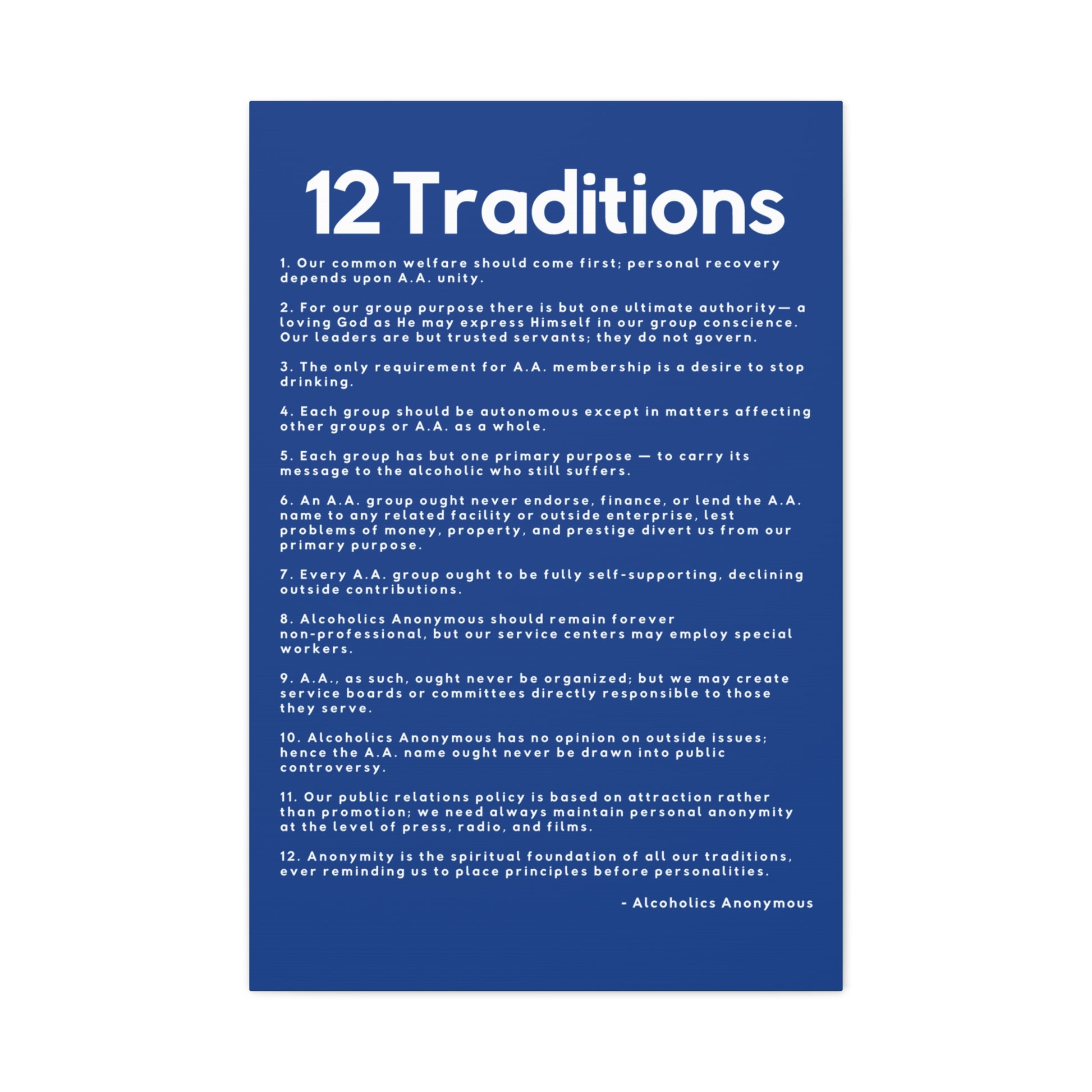 Haler Smith - Canvas - Haler Smith Matte Canvas - 12 Traditions - Vertical Dark Blue Matte Finish