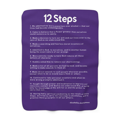 Haler Smith - Home Decor - Haler Smith Sherpa Fleece Blanket - 12 Steps - Purple