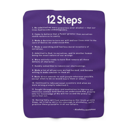 Haler Smith - Home Decor - Haler Smith Sherpa Fleece Blanket - 12 Steps - Purple