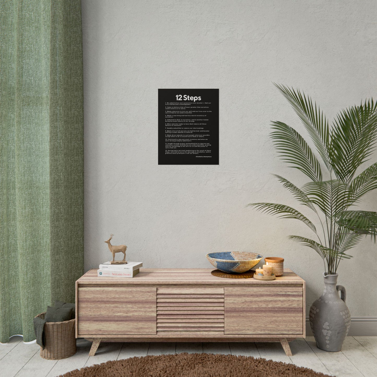 Haler Smith Rolled Poster - 12 Steps - Vertical Black Matte Finish - White Letters