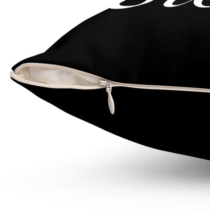 Haler Smith Polyester Square Pillow Black - Live The Steps - White Letters