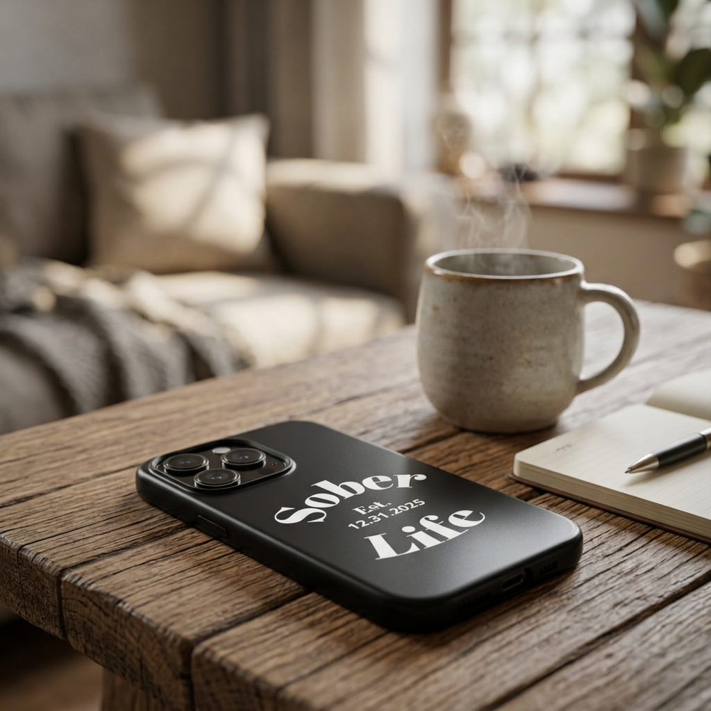 Recovery Phone Case | Sober Life Est. Design 1 | Black iPhone Case