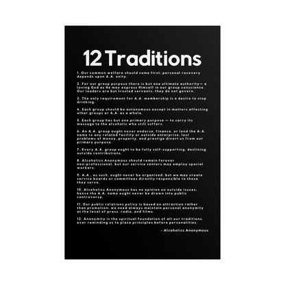 Haler Smith Rolled Poster - 12 Traditions - Vertical Black Matte Finish - White Letters