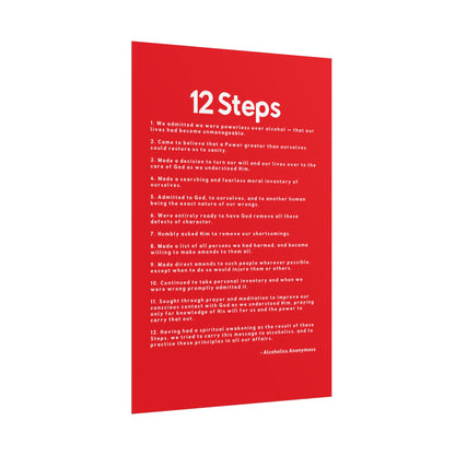 Haler Smith - Poster - Haler Smith Rolled Poster - 12 Steps - Vertical Red Matte Finish - White Letters