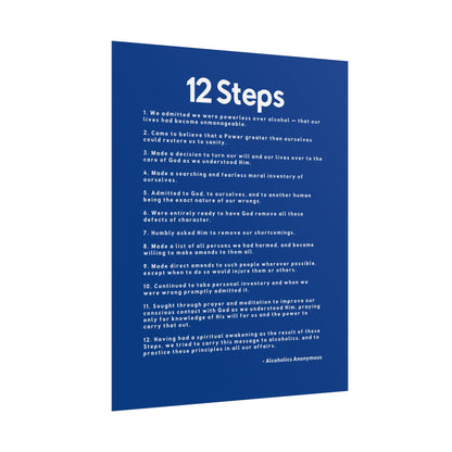 Haler Smith - Poster - Haler Smith Rolled Poster - 12 Steps - Vertical Dark Blue Matte Finish - White Letters