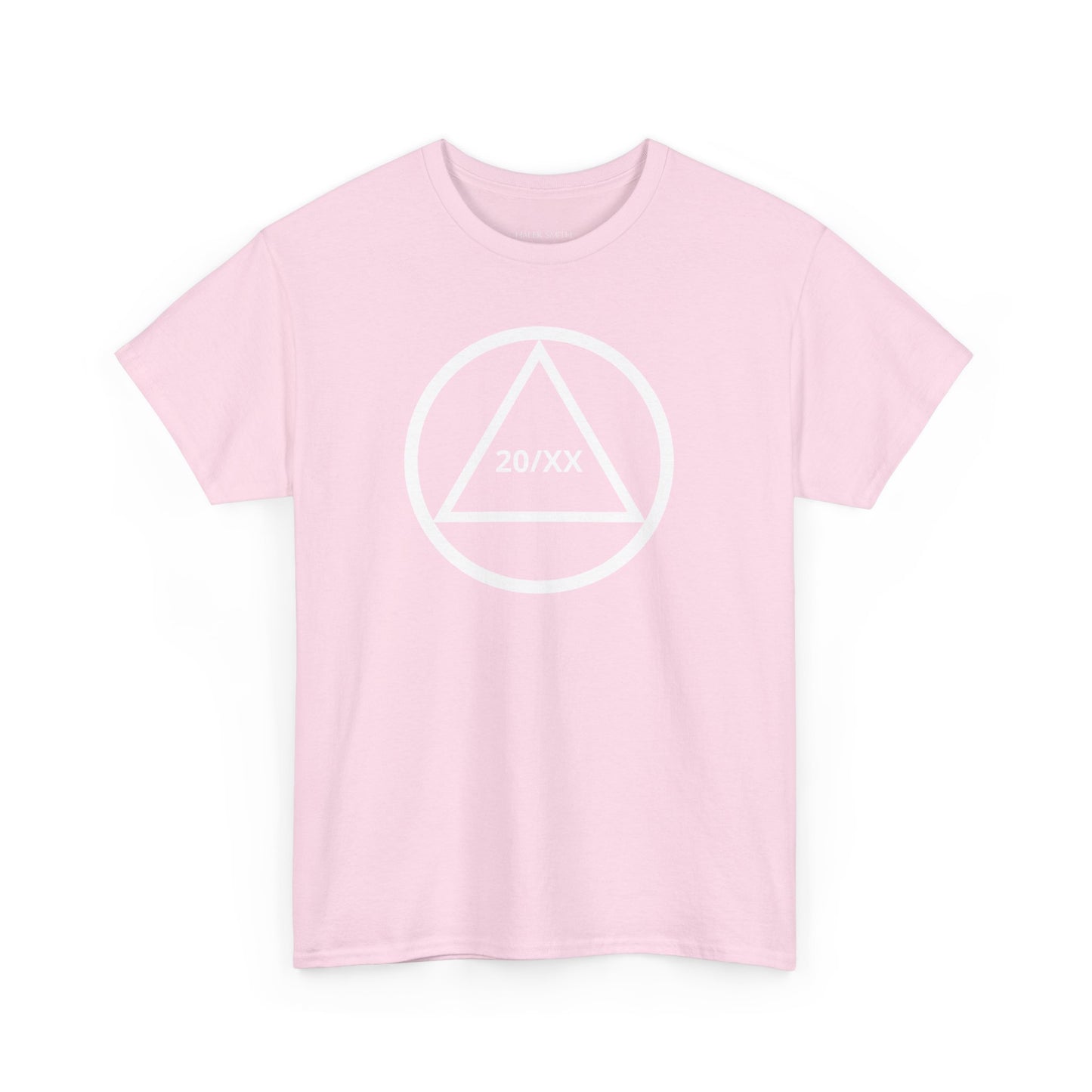 Sobriety Short Sleeve T-Shirt | Circle and Triangle Sobriety Years Design 1 On The Front