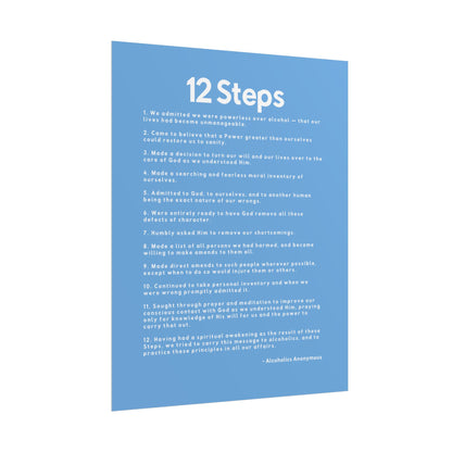 Haler Smith - Poster - Haler Smith Rolled Poster - 12 Steps - Vertical Light Blue Matte Finish - White Letters