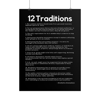 Haler Smith Rolled Poster - 12 Traditions - Vertical Black Matte Finish - White Letters