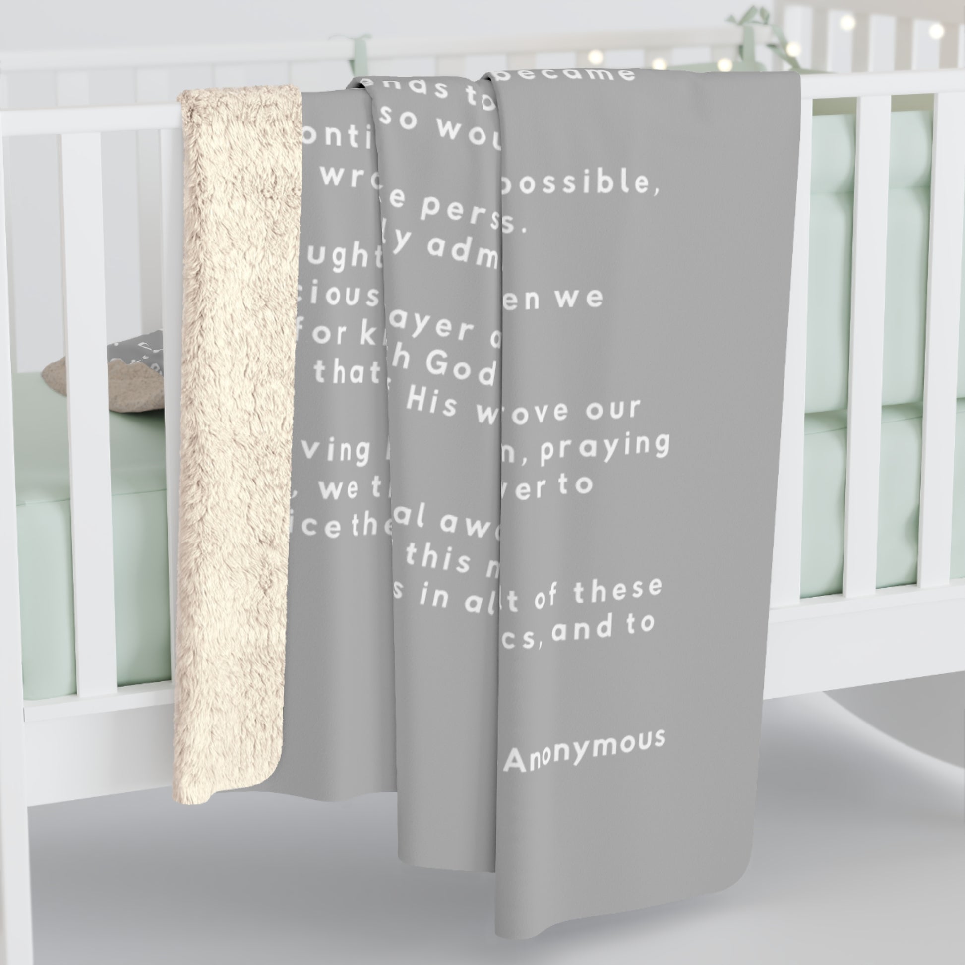 Haler Smith - Home Decor - Haler Smith Sherpa Fleece Blanket - 12 Steps - Light Gray