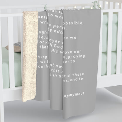 Haler Smith - Home Decor - Haler Smith Sherpa Fleece Blanket - 12 Steps - Light Gray