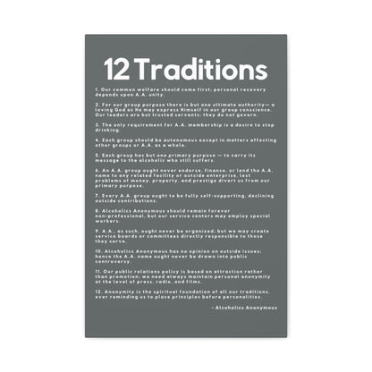 Haler Smith - Canvas - Haler Smith Matte Canvas - 12 Traditions - Vertical Dark Gray Matte Finish