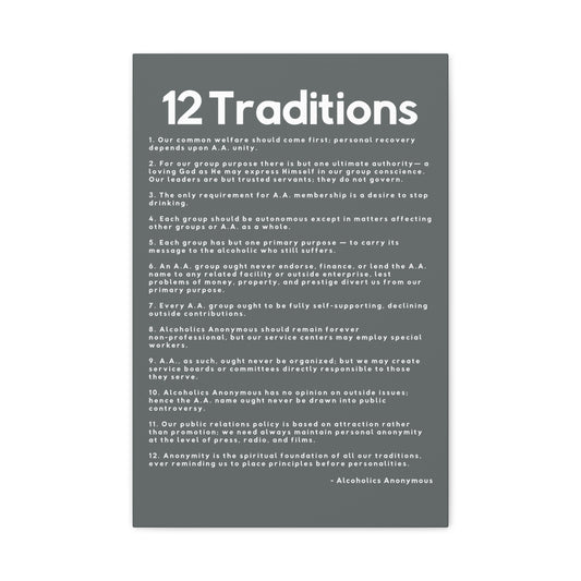 Haler Smith - Canvas - Haler Smith Matte Canvas - 12 Traditions - Vertical Dark Gray Matte Finish