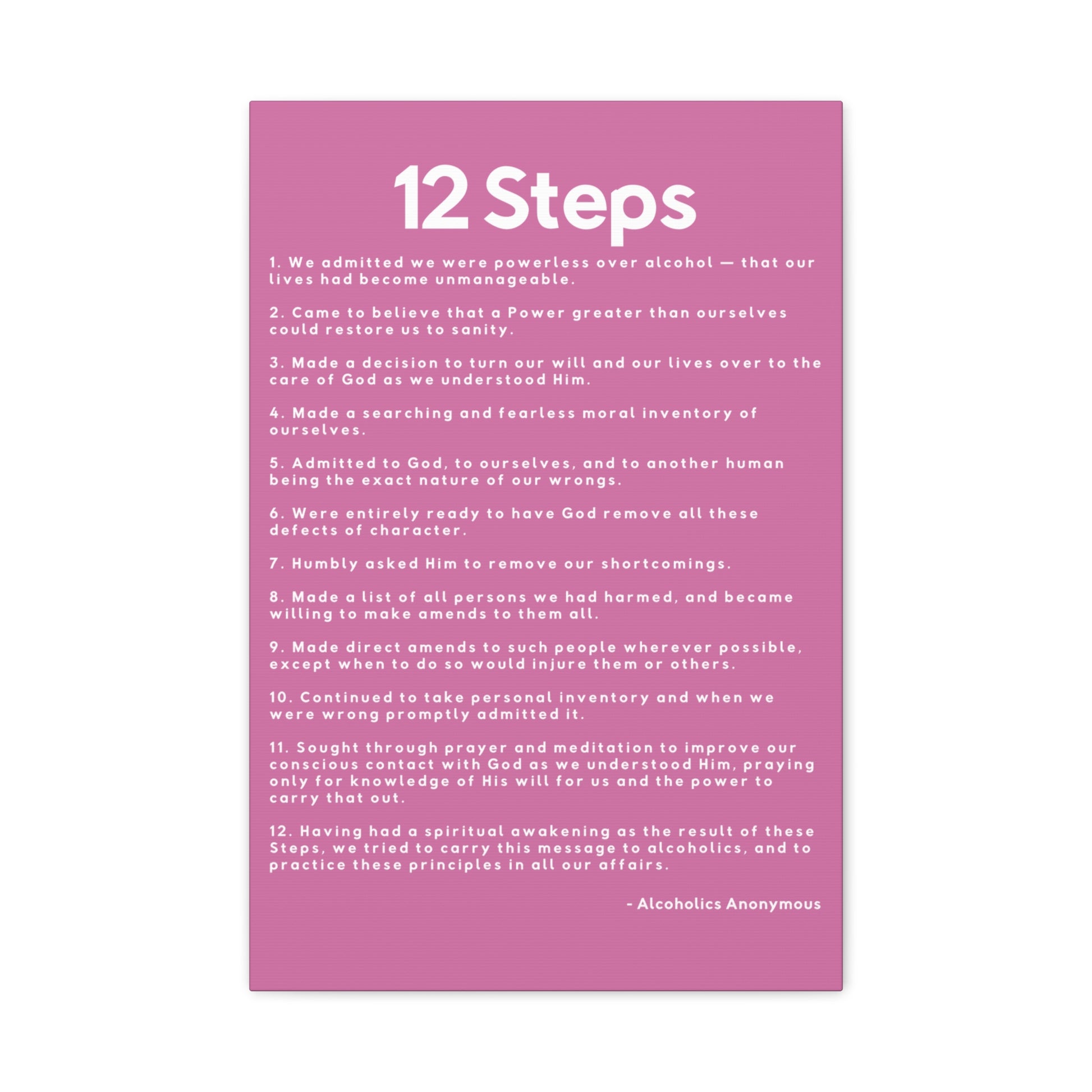 Haler Smith - Canvas - Haler Smith Matte Canvas - 12 Steps - Vertical Light Pink Matte Finish