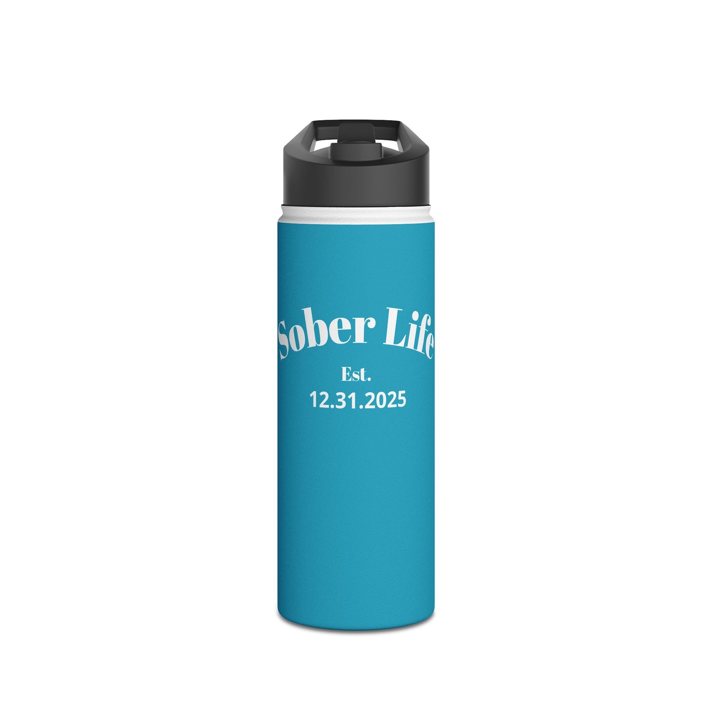 Recovery Insulated Stainless Steel Water Bottle | Sober Life Est. Design 1 | Turquoise