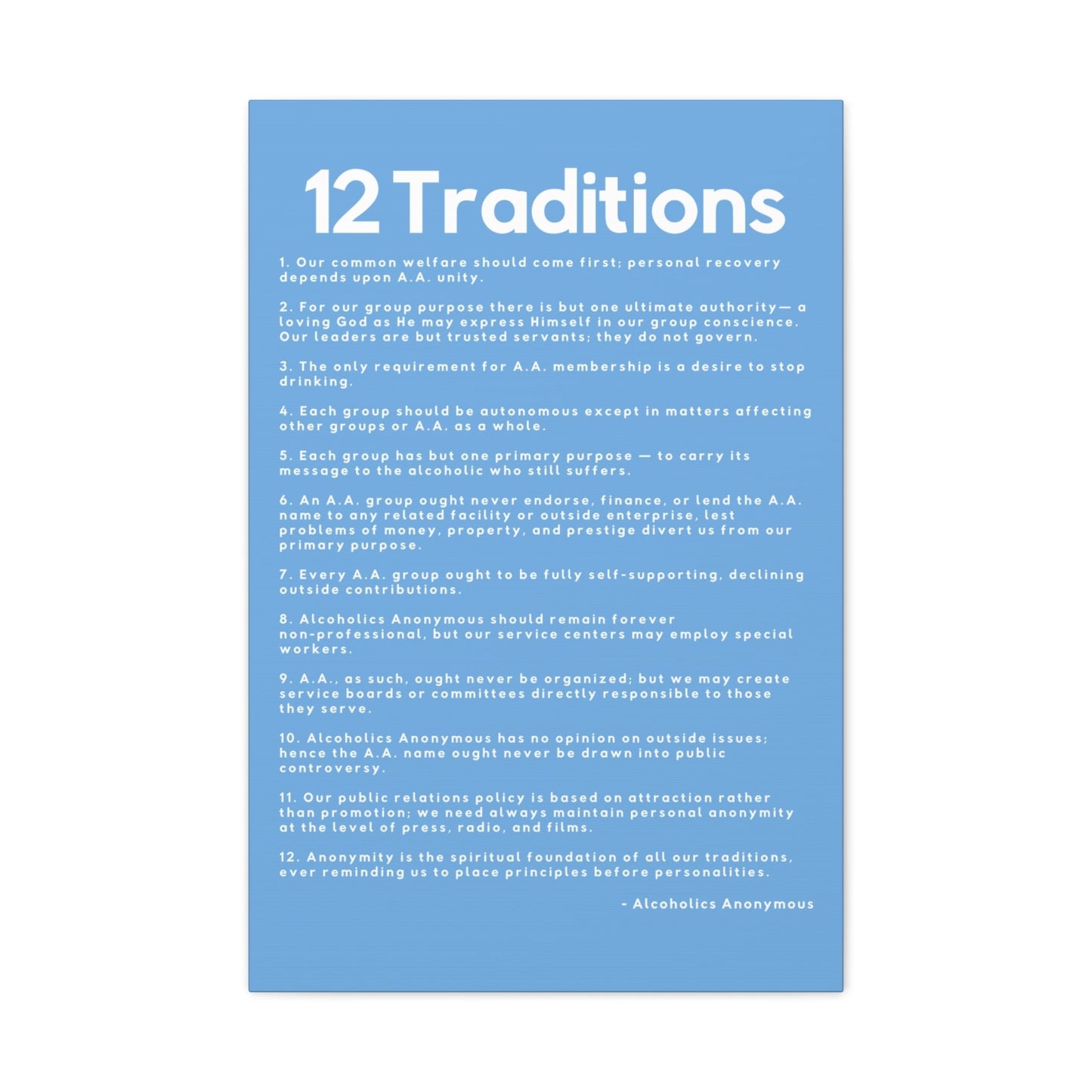 Haler Smith - Canvas - Haler Smith Matte Canvas - 12 Traditions - Vertical Light Blue Matte Finish