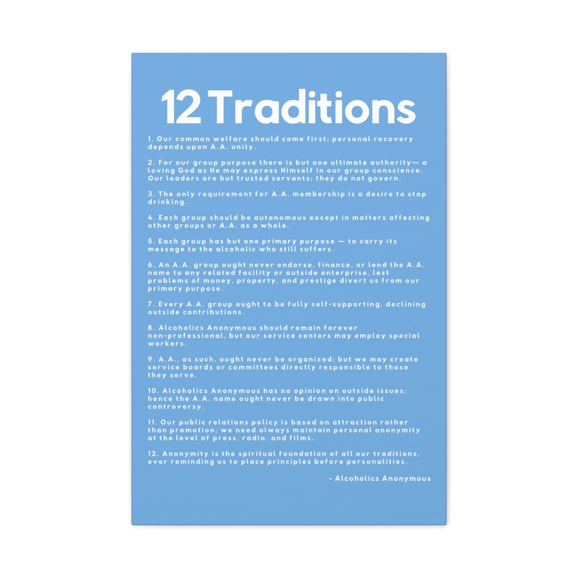 Haler Smith - Canvas - Haler Smith Matte Canvas - 12 Traditions - Vertical Light Blue Matte Finish