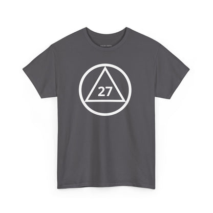 Recovery Short Sleeve T-Shirt | Circle and Triangle Sobriety Years Design 1 On The Front