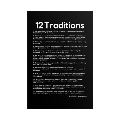 Haler Smith Rolled Poster - 12 Traditions - Vertical Black Matte Finish - White Letters