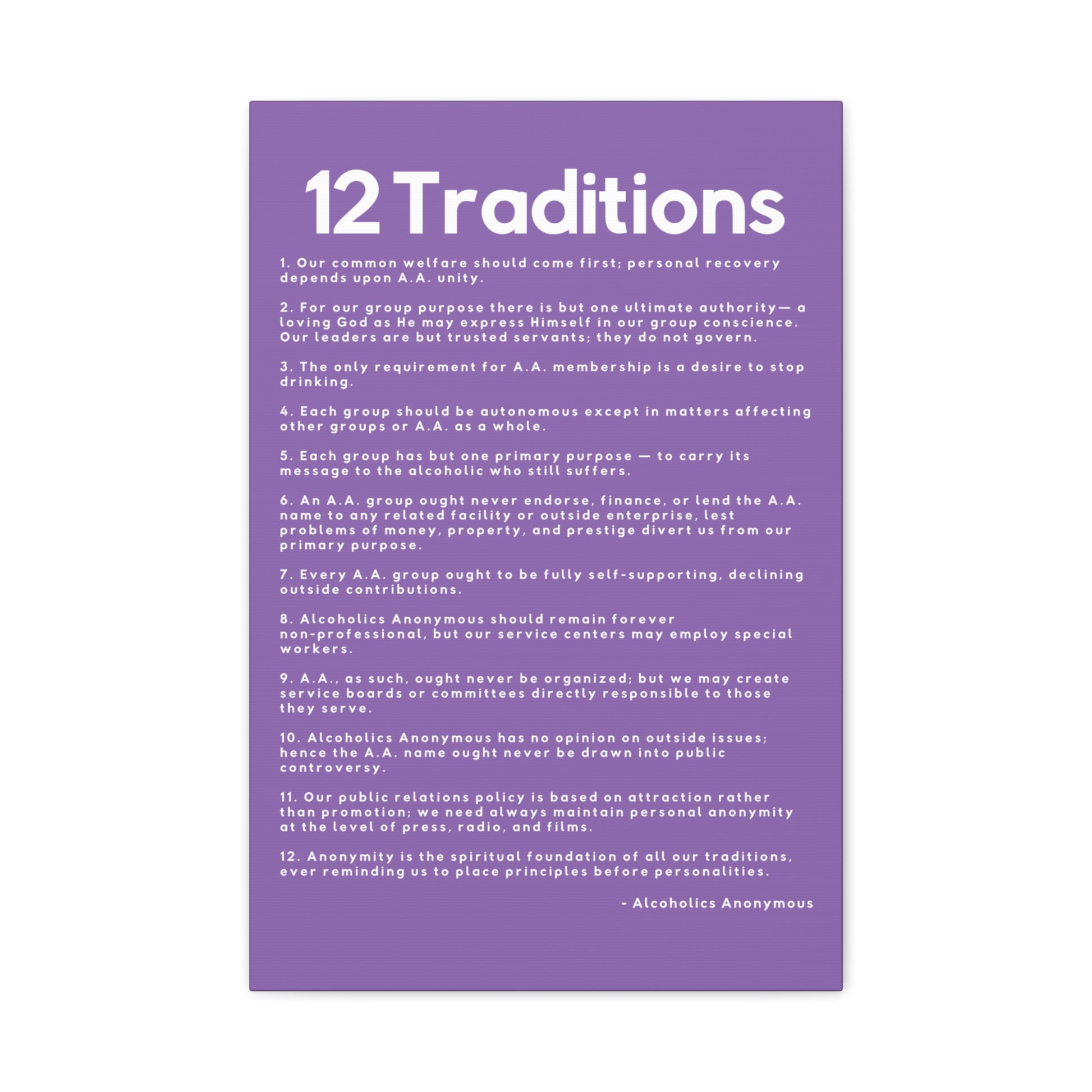Haler Smith - Canvas - Haler Smith Matte Canvas - 12 Traditions - Vertical Light Purple Matte Finish