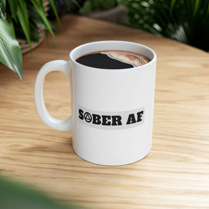 Recovery Ceramic Coffee Mug | Sober AF Design 1 | Black Letters