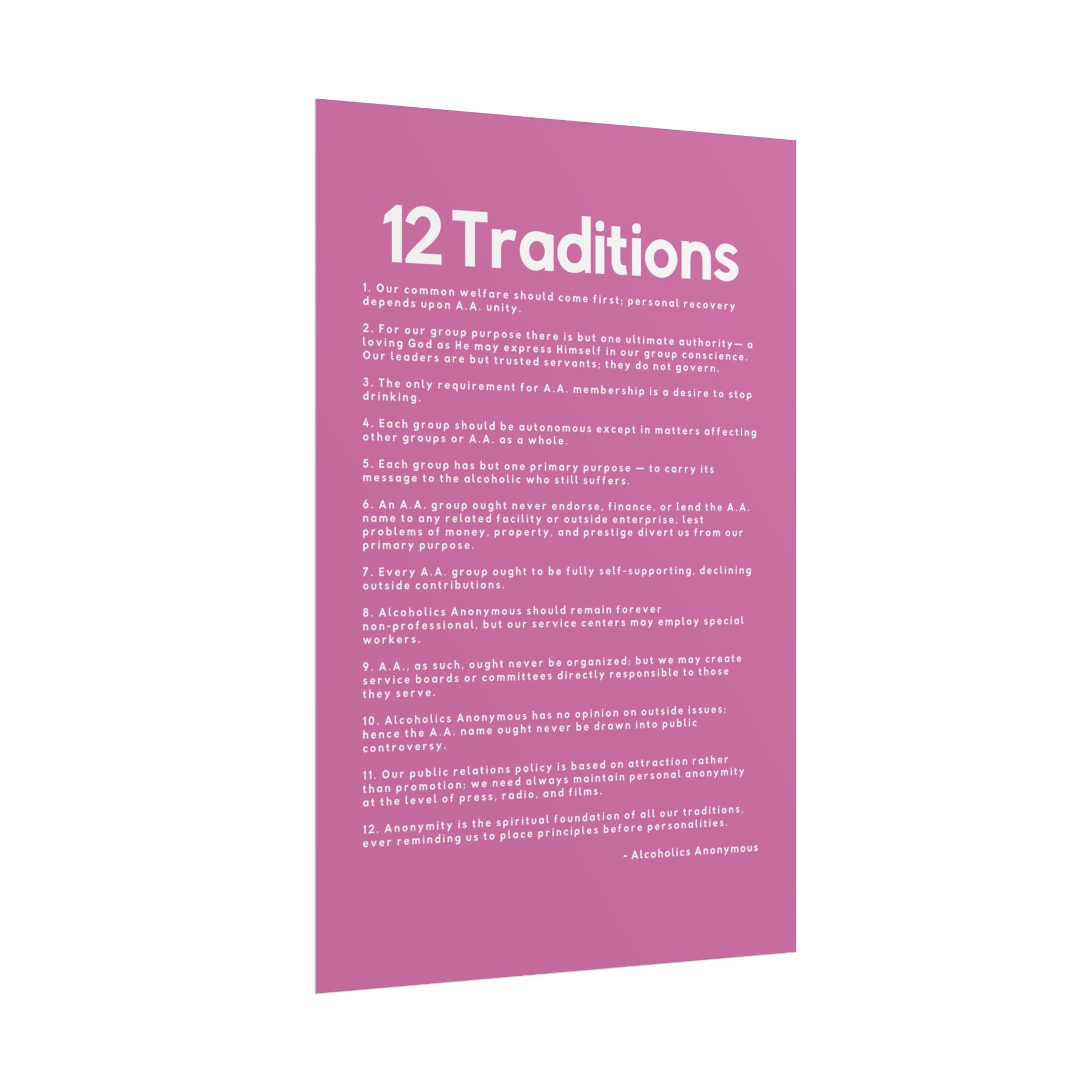 Haler Smith - Poster - Haler Smith Rolled Poster - 12 Traditions - Vertical Light Pink Matte Finish