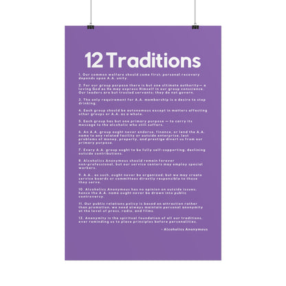 Haler Smith - Poster - Haler Smith Rolled Poster - 12 Traditions - Vertical Light Purple Matte Finish