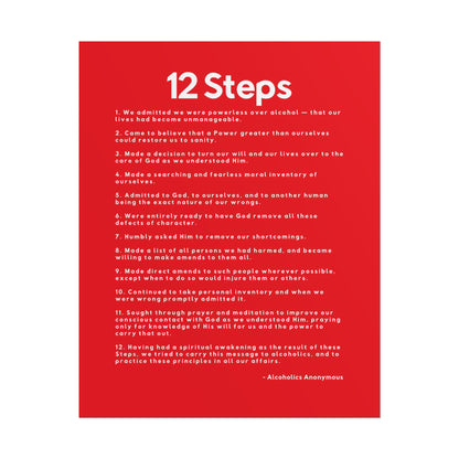 Haler Smith - Poster - Haler Smith Rolled Poster - 12 Steps - Vertical Red Matte Finish - White Letters