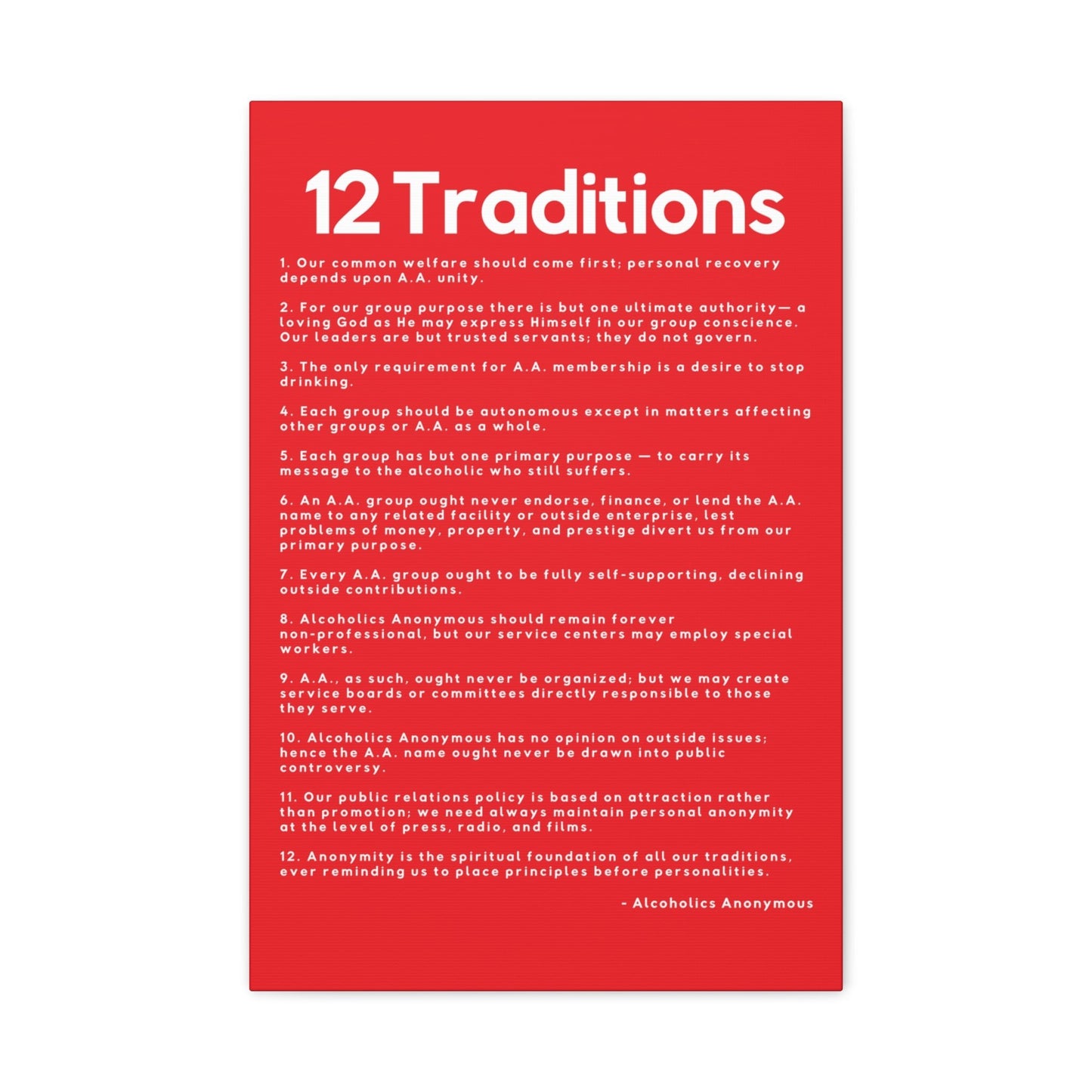 Haler Smith - Canvas - Haler Smith Matte Canvas - 12 Traditions - Vertical Red Matte Finish