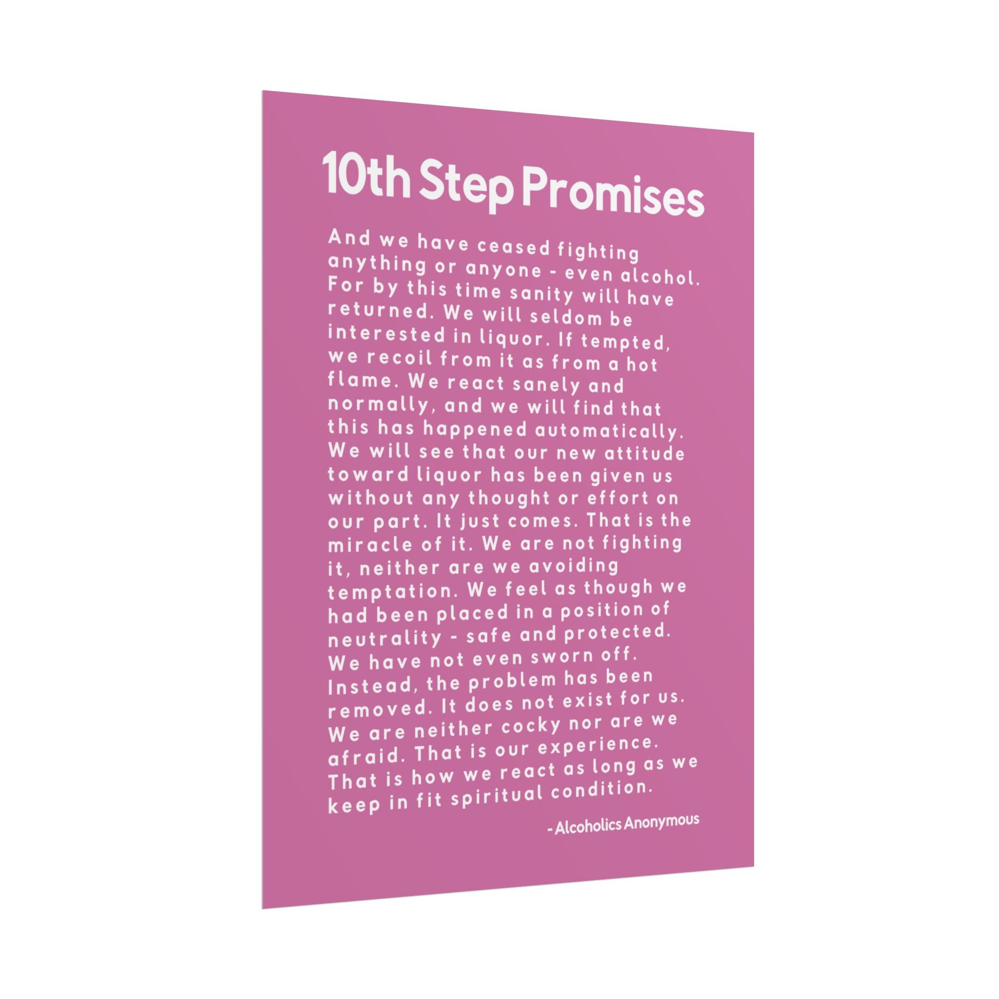 Haler Smith - Poster - Haler Smith Rolled Poster - 10th Step Promises - Vertical Light Pink Matte Finish