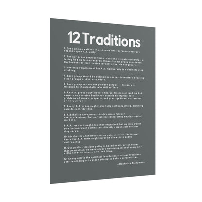 Haler Smith - Poster - Haler Smith Rolled Poster - 12 Traditions - Vertical Dark Gray Matte Finish