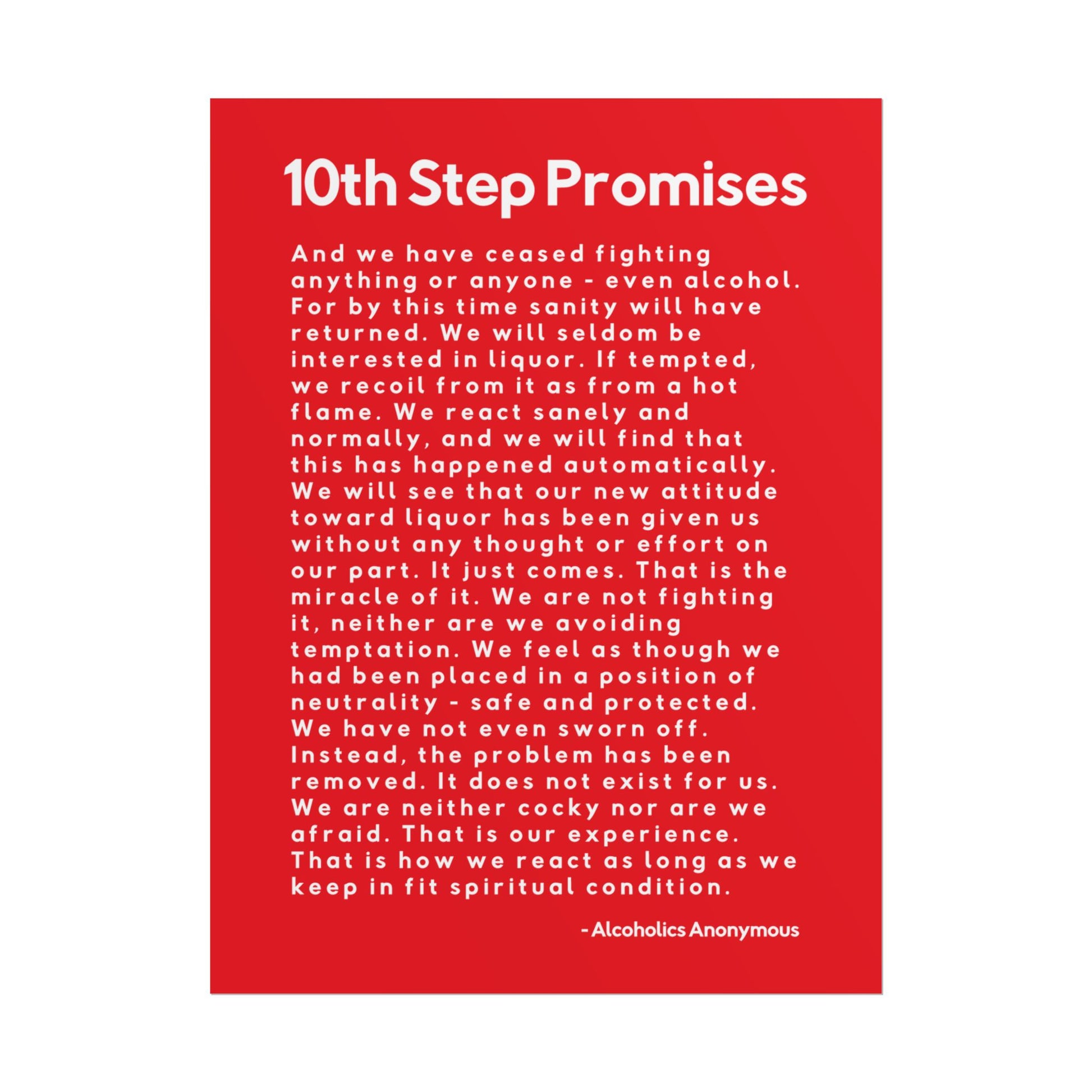 Haler Smith - Poster - Haler Smith Rolled Poster - 10th Step Promises - Vertical Red Matte Finish