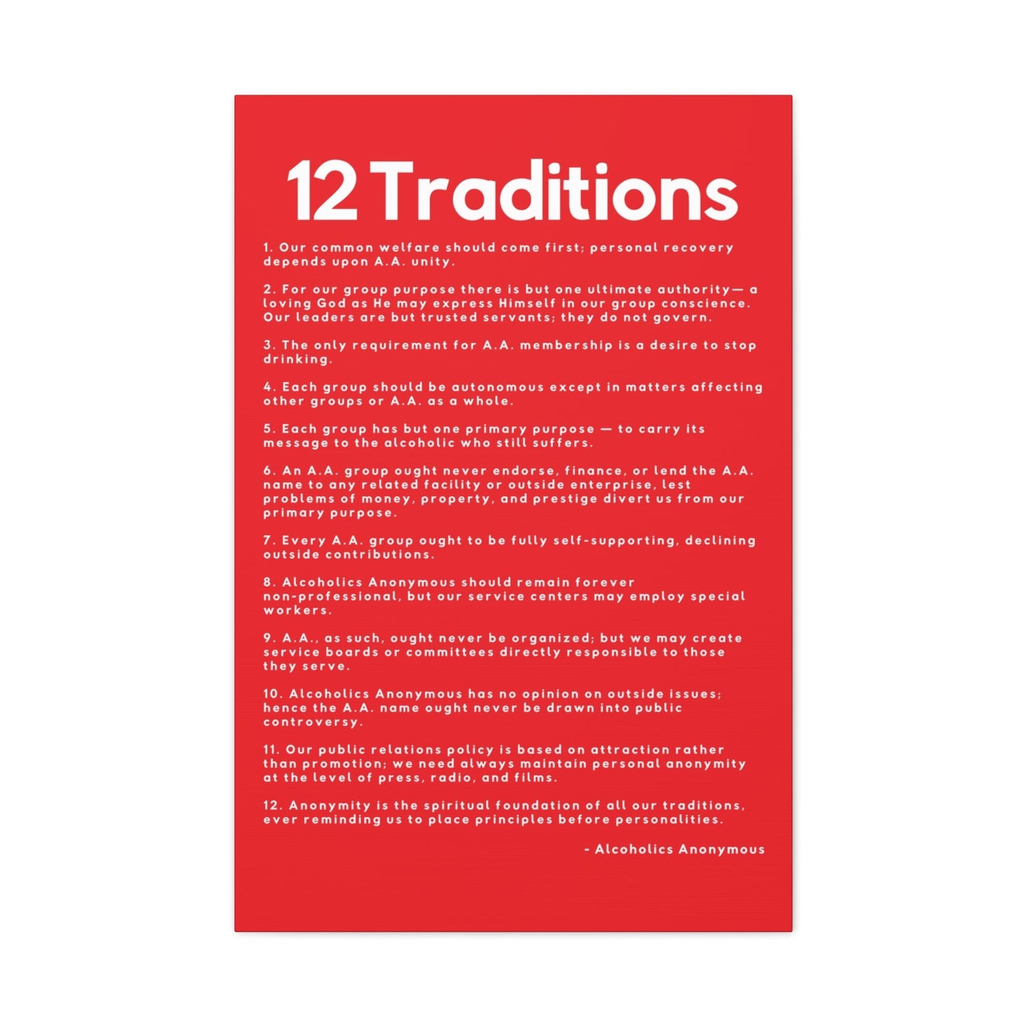 Haler Smith - Canvas - Haler Smith Matte Canvas - 12 Traditions - Vertical Red Matte Finish