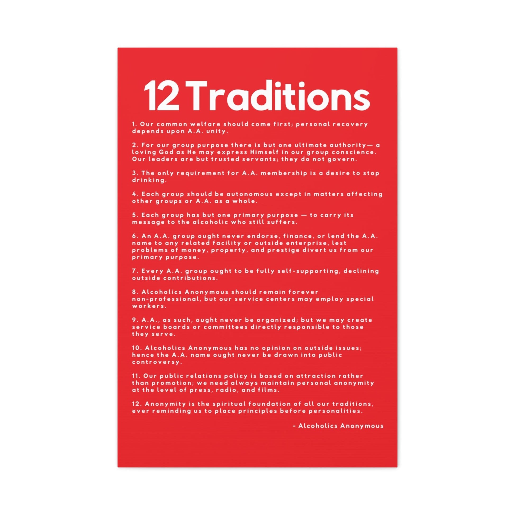 Haler Smith - Canvas - Haler Smith Matte Canvas - 12 Traditions - Vertical Red Matte Finish