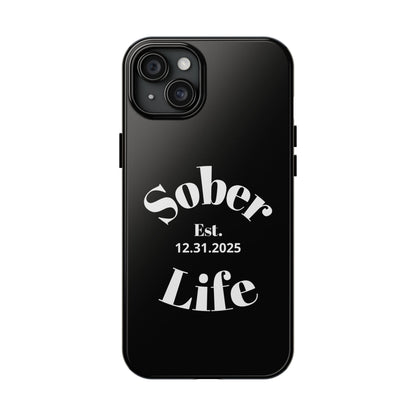Recovery Phone Case | Sober Life Est. Design 1 | Black iPhone Case