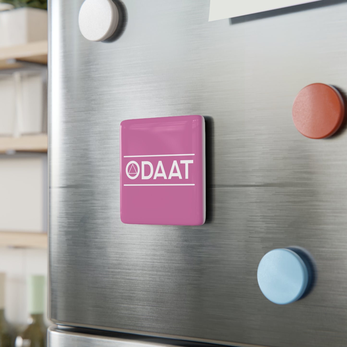 Recovery Square Porcelain Magnet | ODAAT Design 1 | Light Pink with White Letters