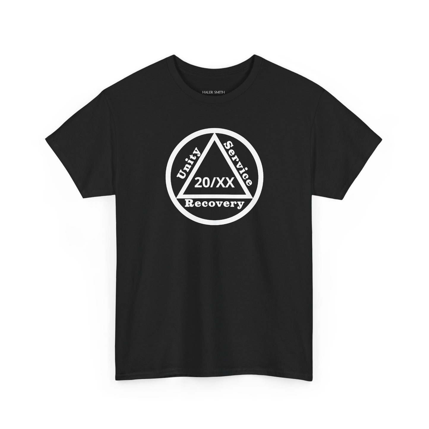 Unity Service Recovery recovery short sleeve T-shirt in Black featuring Unity Service Recovery Sobriety Years Design 1 on the front