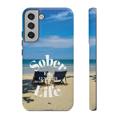Recovery Phone Case | Sober Life Est. Design 1 | Beach Scene Samsung Galaxy Case