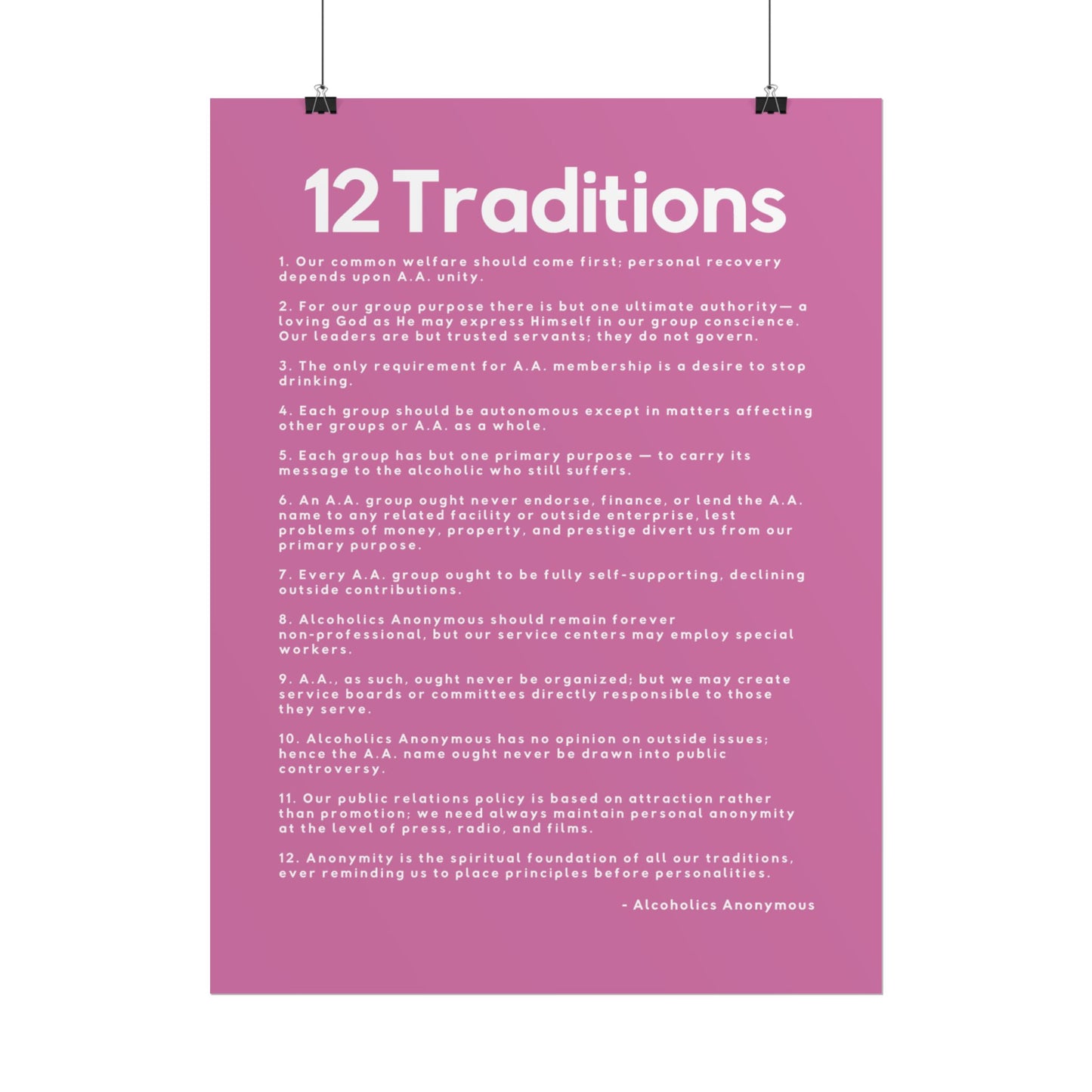 Haler Smith - Poster - Haler Smith Rolled Poster - 12 Traditions - Vertical Light Pink Matte Finish